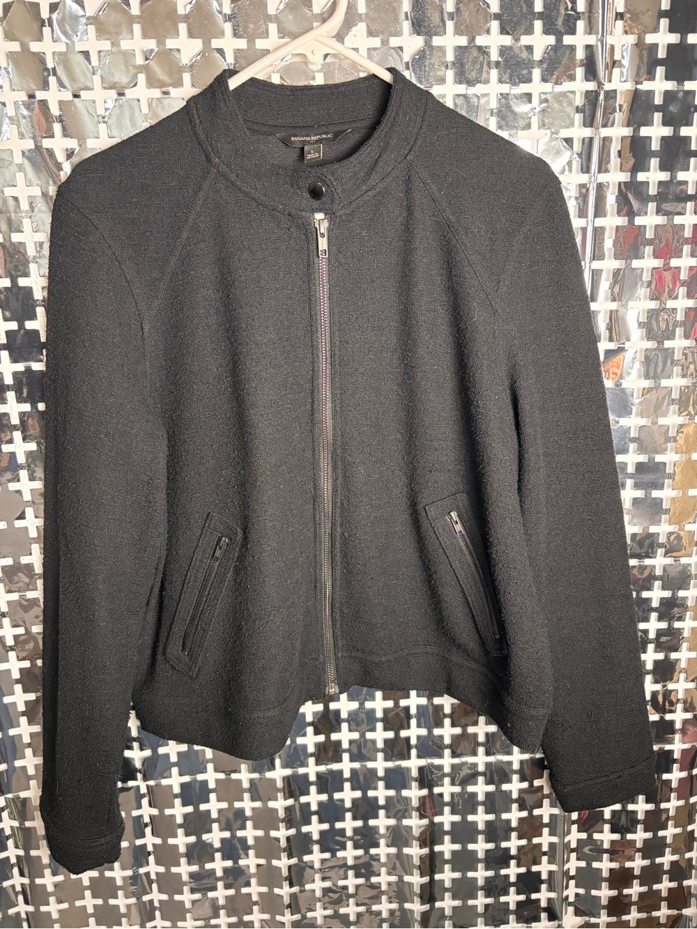 Banana Republic Black Bomber-Style Zip Jacket